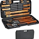Amazon Top Barbecue Grill Set Cleaning Brush Private Label BBQ Tool Box Grill Tongs Portable Tools Box Set Large 18 BBQ kits