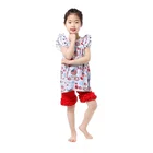 latest kids clothes 4 of july tunic top red ruffle short set little girl cloths