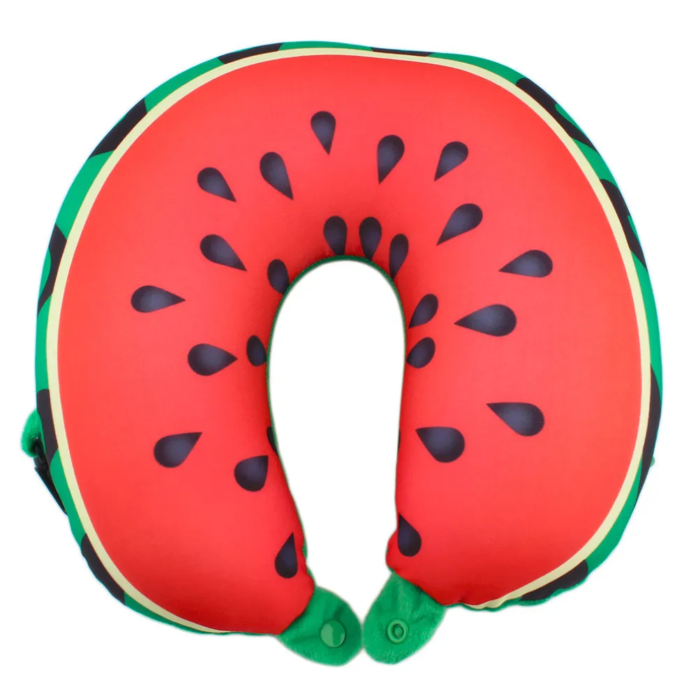 Fruit U Shaped Pillow Cushion Nanoparticles Neck Pillow Car Travel Realxation Pillow Watermelon for Office Home Gift