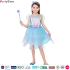 2017 fashions designer one piece party simple dress for kids wear, lilac floral fairy dresses for girls dress party