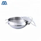 New function double layer stainless steel chinese wok with steamer