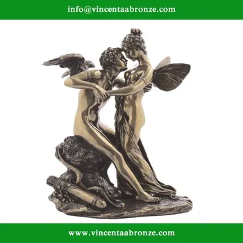 bronze cupid statue and psyche embracing sculpture