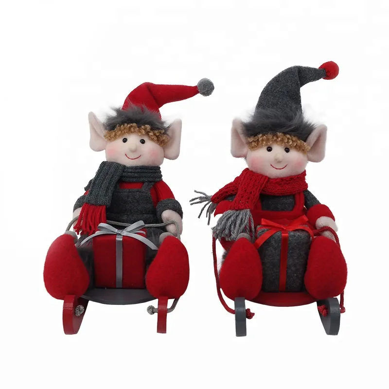 Usine Vente Nouveau Design Luge Elf Polaire Tissu L'elfe Sur le Plateau Poupée Elfe De Noël