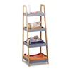 Wholesale 4 Tier Wood Bamboo Ladder Shelf White /Grey