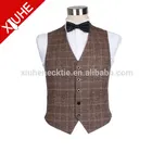 OEM Service Vest Wool OEM Men's Casual Sleeveless V Neck Plaid Wool Back Vest