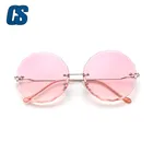 Custom logo luxury big metal frame sex ladies sun glasses gradient pink fashion sunglasses women