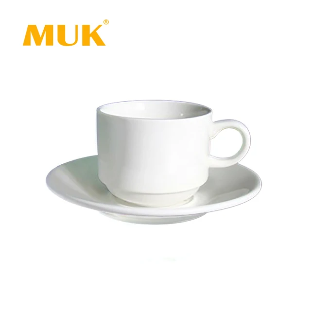 porcelain coffee cup and oval saucer for banquet