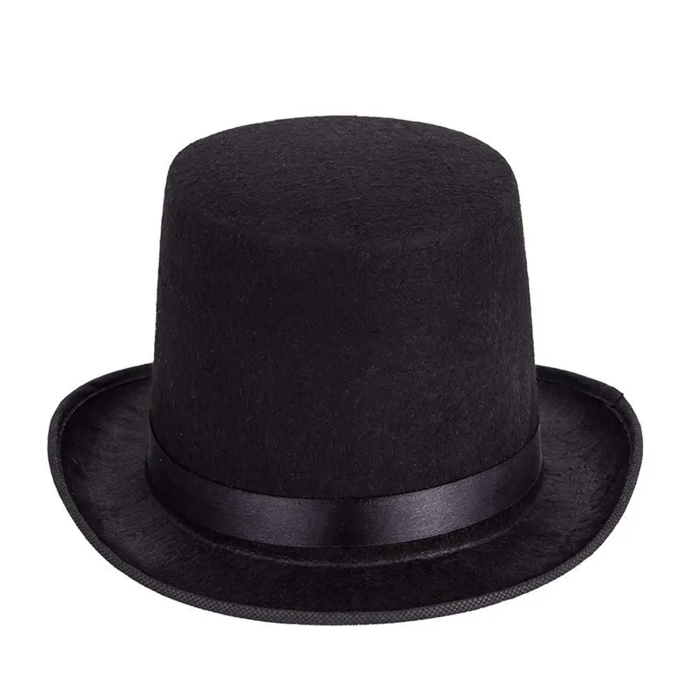 Komik Siyah Keçe çocuklar üst giyim Şapka-Giydirme Lincoln Şapka Sihirbaz için veya Ringmaster Kostümleri steampunk şapka