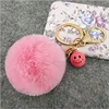 Yongze yiwu mobile phone 5cm fur ball wholesale cute plush fur key chain rabbit puff fur ball keychain