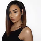 Ombre Asymmetrical Lob Deep Side Part Bob Improved 360 Anatomic Lace Wigs 100% Indian Remy Hair