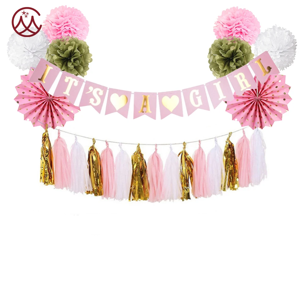 hot sale its a girl banner and girl baby decoration sets for