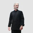 Restaurant Unisex Three button clasp Long Sleeve Top Design Chef Uniform Italian white black chef uniform
