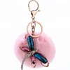 hot selling Bag pendant insects key plush wool ball keychain mobile phone pendant