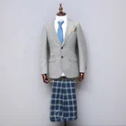 Made to measure 1 sets MOQ grid check yarn dyed gray men west formal coat for man