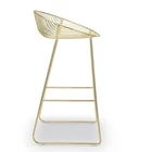 Wholesale armless gold bar chair /industrial metal wire high bar stool with cushion