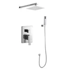 Luxury Bathroom single lever bath diverter square concealed shower faucet mixer with hand shower