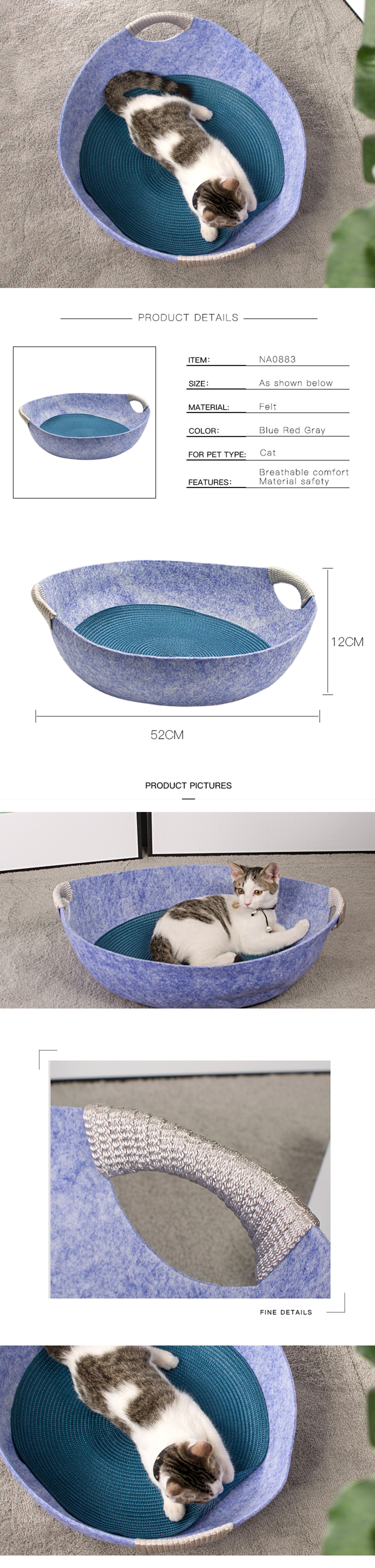 Wholesale Luxury Elegant Modern Outdoor Princess Wicker Felt Felted Wool Bamboo Cave Radiator Soft Furniture Cat Scratcher Bed