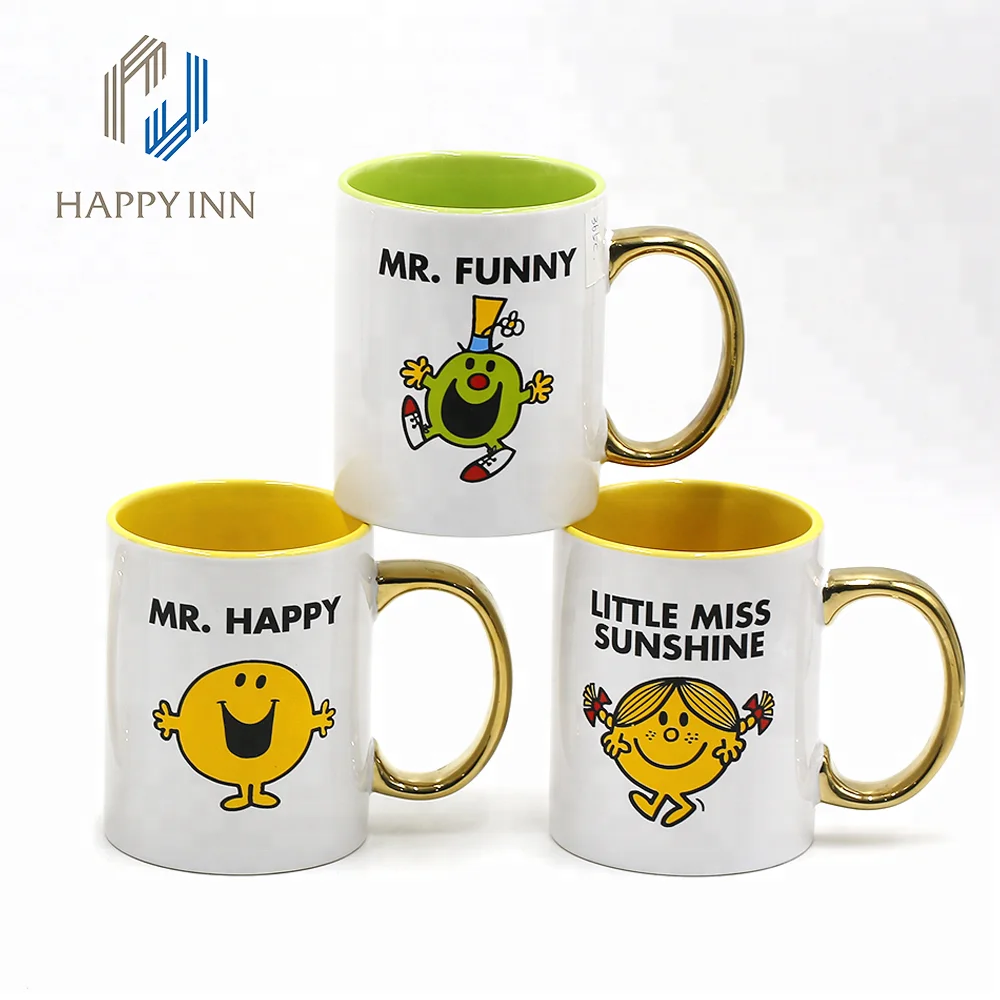 creative pattern ceramic sublimation coffee mugs with golden