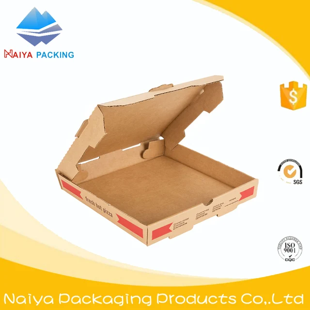 flat pack brown kraft cardboard pizza boxes with logo