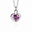 Marlary Jewellery Crystal Heart Cremation Urn Necklace Memorial Pendant