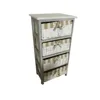 4 Drawer White Wooden Storage Cabinet Wicker Baskets-Bedroom/Bathroom/Office