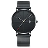 Custom dial full black brand unique mens tic watch with logos with metal mesh strap