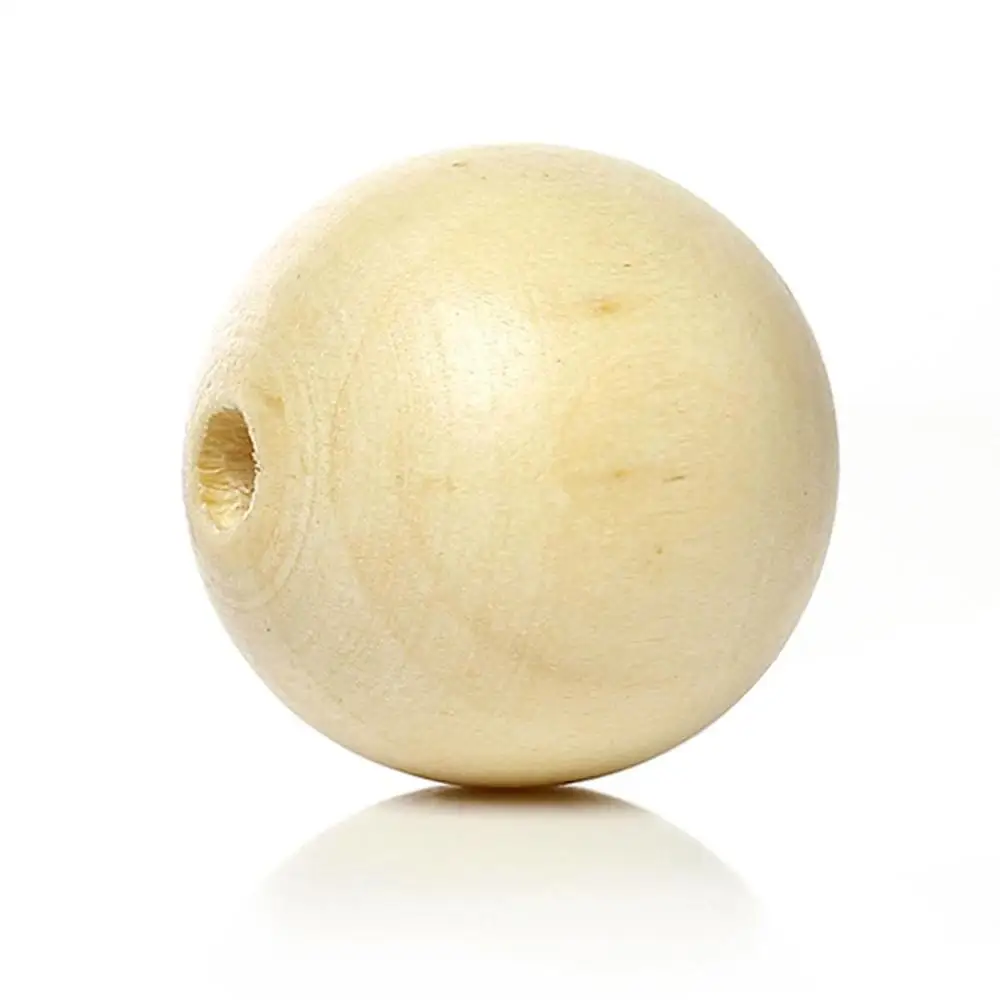 Wood Spacer Beads Round Natural color Varnish / Lacquer About 20mm Dia,Hole:About 4.4mm -3.8mm ,50 PCs 2015 new