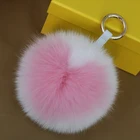New Promotional Fox Fur Ball Fur Pom Keychain fox fur pom poms