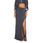 Guangzhou Brand YILEYA designs two piece summer long skirt ,factory woman striped skirt