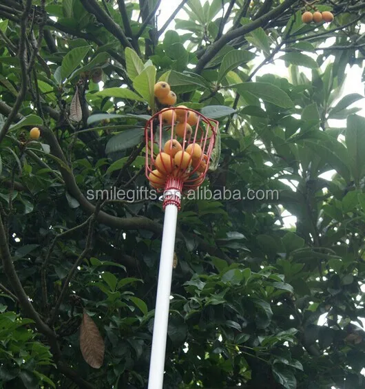 manual garden tool long handle fruit picker with basket