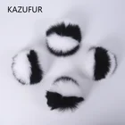 High quality fox fur pompoms for keychain and bag charm/bi color fur balls KZ160070