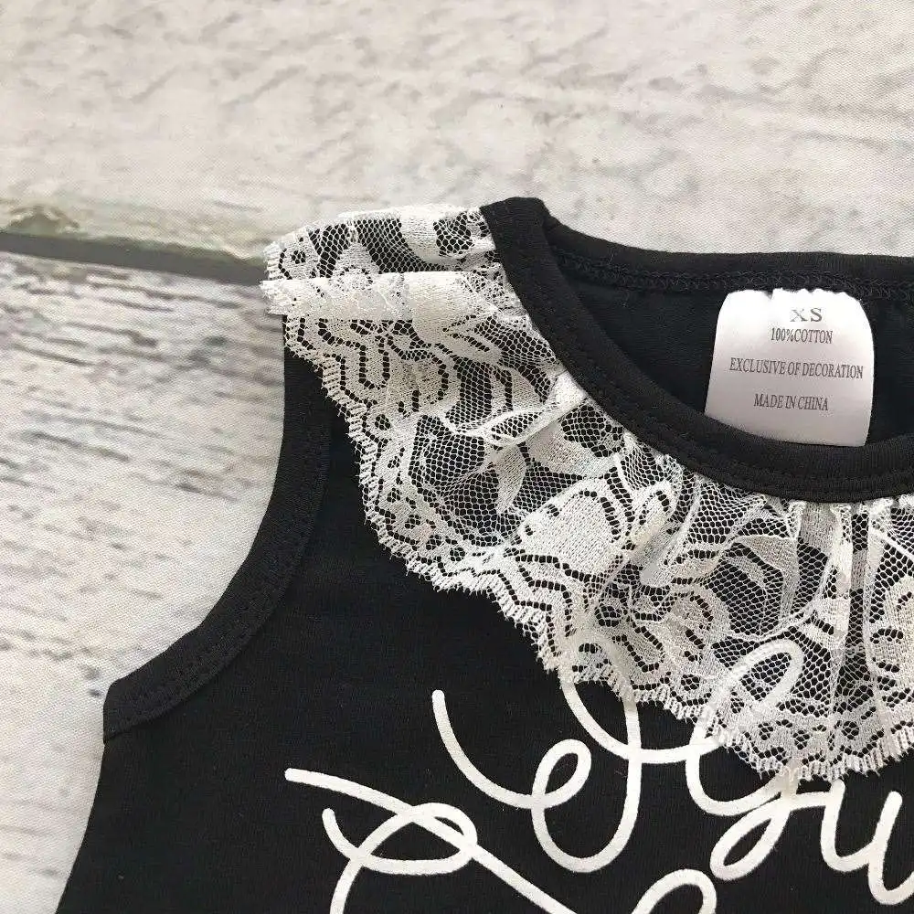 new baby girls clothing black cotton knee-length straight boutique his strength lace dress weakness with match accessories