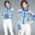Spot QP3632045#European station new women's retro palace temperament printing fashion wild long-sleeved shirt