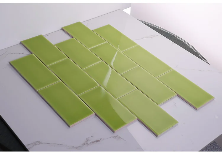 Apple Glossy Flat Subway Tile Green 3x6inch 7.5x15cm Glazed Tiles Ceramic Tiles Rustic Tiles Interior Tiles JLA Ceramics 7-8.5mm