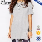 Gray Women Casual Longline Tunic T-Shir OEM Split Jersey T-shirt