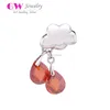 Cloud With Large Vivid Color Stone S925 Genuine Silver Charm Turkish Jewelery