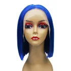 Wholesale Blue color brazilian Wholesale half Bob wigs 100% human hair real lace fronts wigs