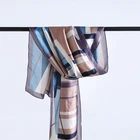 Creative line print foulard hand rolled peace 100% pure silk feel geometric scarf silk fabric for scarf textile scarf