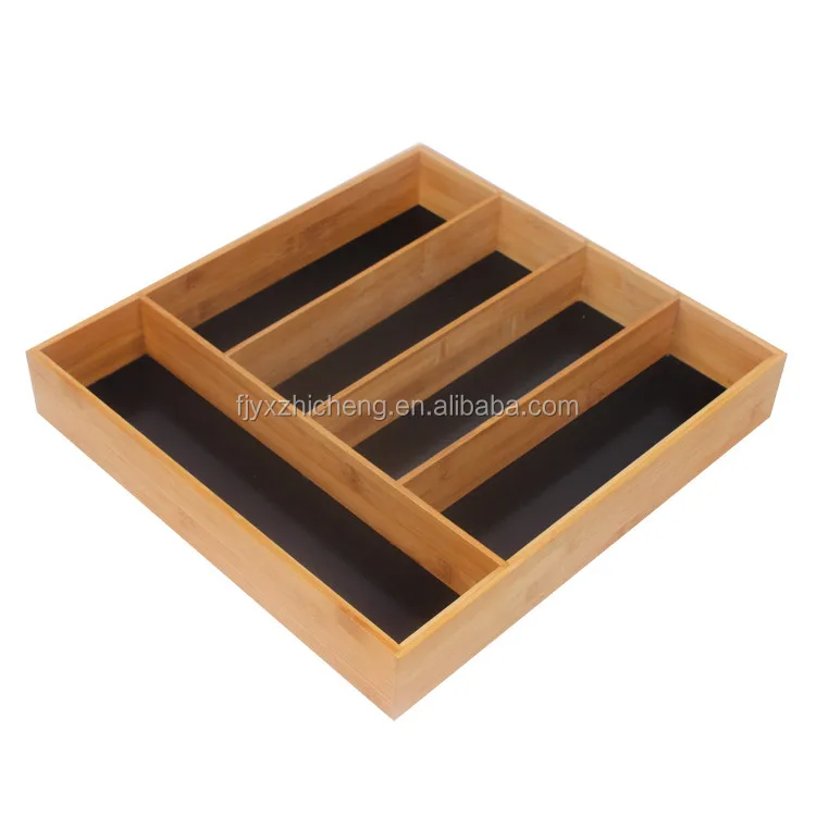 5 Slot Bamboo Drawer Organizer Large Size Kitchen Drawer Cutlery