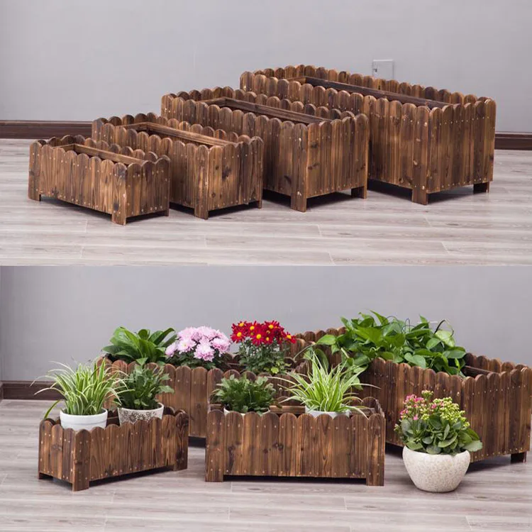 Rectangle Garden Outdoor Solid Wood Flower Pot Plant Box
