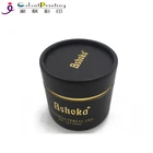 Custom Paper Round Tube Candle Boxes Rolled Edge Luxury Black Packaging Tube Box with Tin Cover