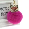 Custom Design Multi Color Diamond Pearl Cute Pompons Ball Bag Car Keyring Animal Charm Pendant Fox Key Chain For Women And Girls