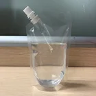 free stand up Plastic Clear Rum runner Flask / Plastic Reusable Spout pouch for wine, juice, liquor, yogurt, liquid