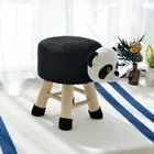 Unfolded Wooden Stool With 4 Legs With Fabric animal shape stool animal ottoman Giant panda ottoman stool