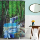 QJMAX No MOQ Custom Digital Printing Waterproof Mouldproof Polyester Fabric Bathroom Shower Curtain