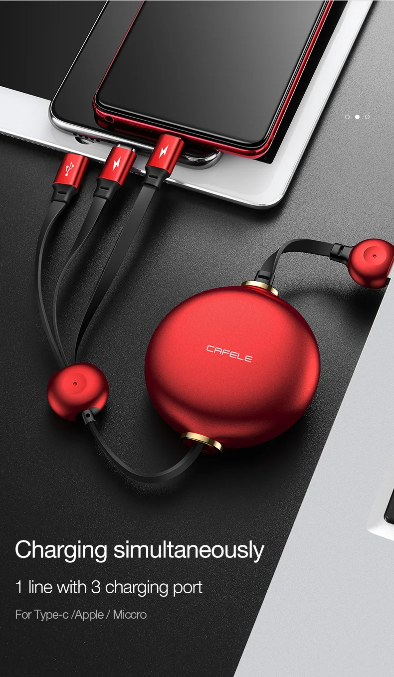 Cafele 3 In 1 USB Cable Lantern Style Charging Cable Type C Micro 8Pin Data Sync Cable - ANKUX.COM