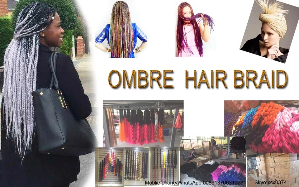 New African Hair Braiding Style Ombre Color Synthetic Braids Hair