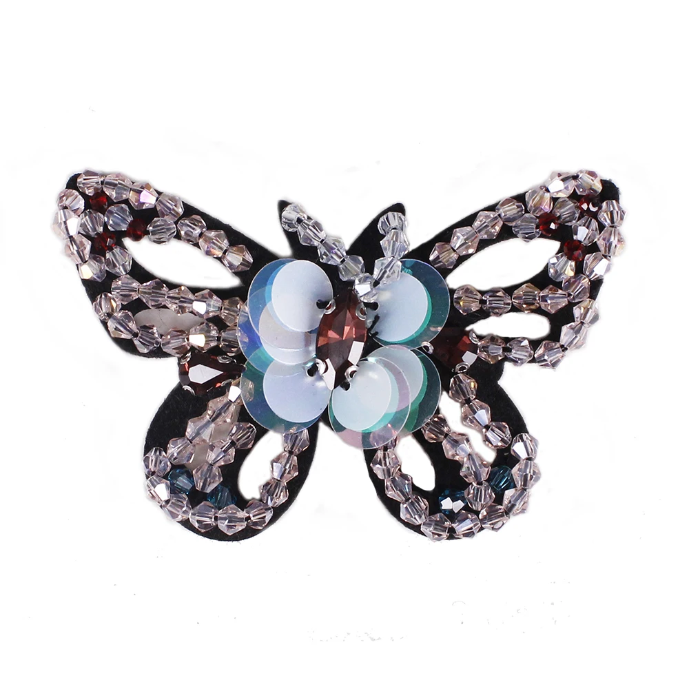 Hot Sale Green Blue Beading Sequins Butterfly Applique for Bag Dress