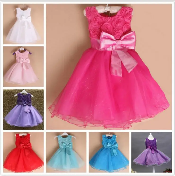 walson children clothes new model pink with blue children bridesmaid dress latest children