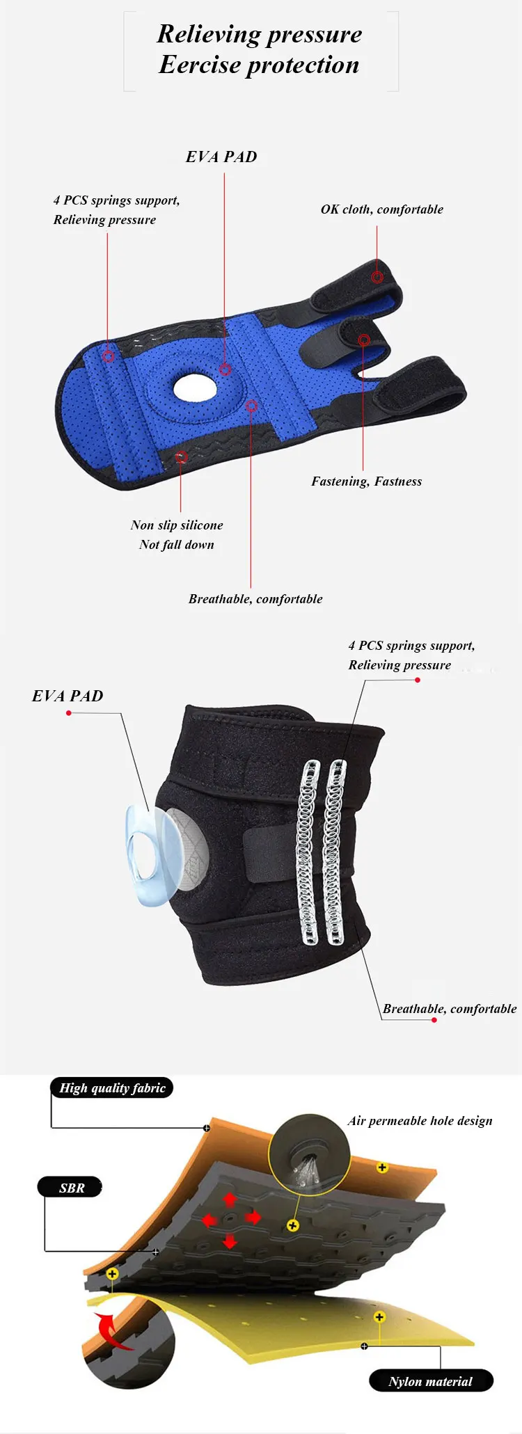 magnetic neoprene sport knee wraps support protection brace with open patella (2)